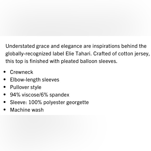 Elie Tahari Pleated Sleeve Top. Size L - Picture 2 of 10